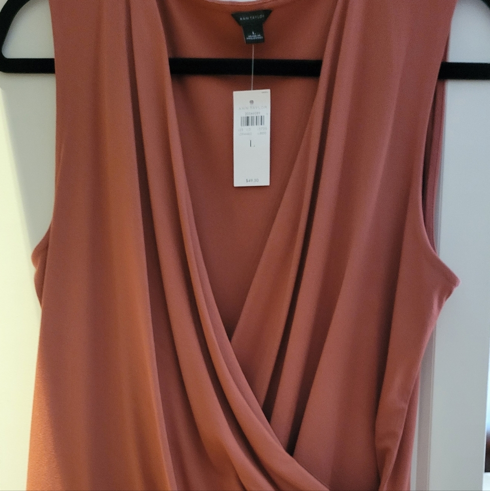 Ann Taylor faux wrap short sleeve blouse
